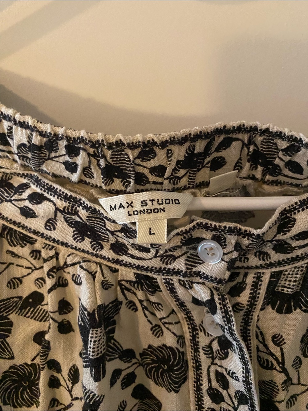 Max Studio Cream Skirt with Black Floral Print